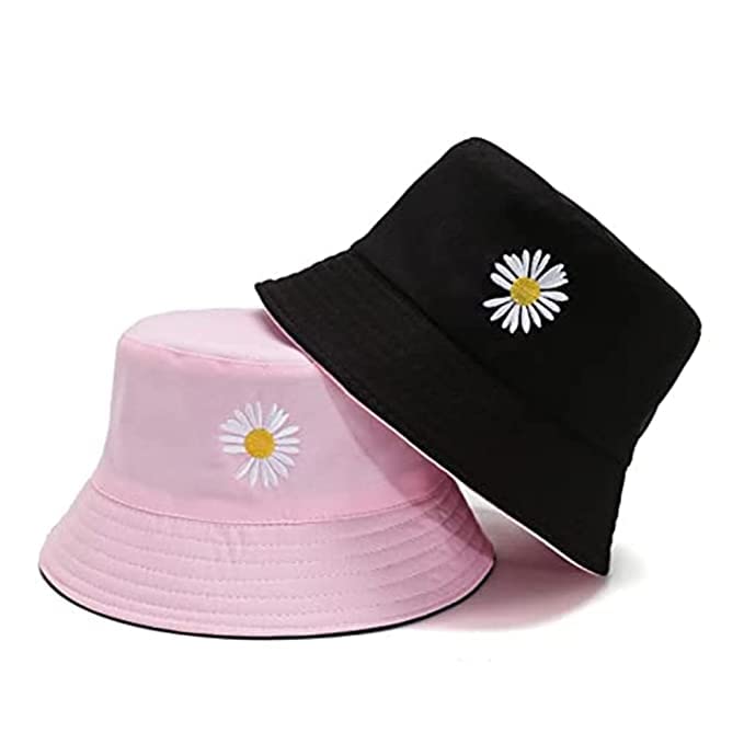 PALAY Bucket Hat for Girls and Women featuring Reversible Design with Cotton Daisy Print | Foldable Sun Cap for Beach and Outdoor Use
