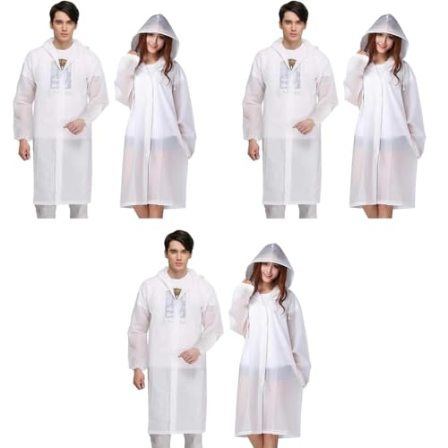 PALAY® Optifit 6PCS Rain Ponchos for Men Women Reusable EVA Raincoats with Hood for Camping Hiking Music Festival Outdoor Activities