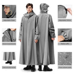 PALAY® Long Rain Coat Waterproof Raincoat for Women Reusable Hooded Poncho with Wide Brim Lightweight for Hiking Travel Motorcycle Riding L 3PCS