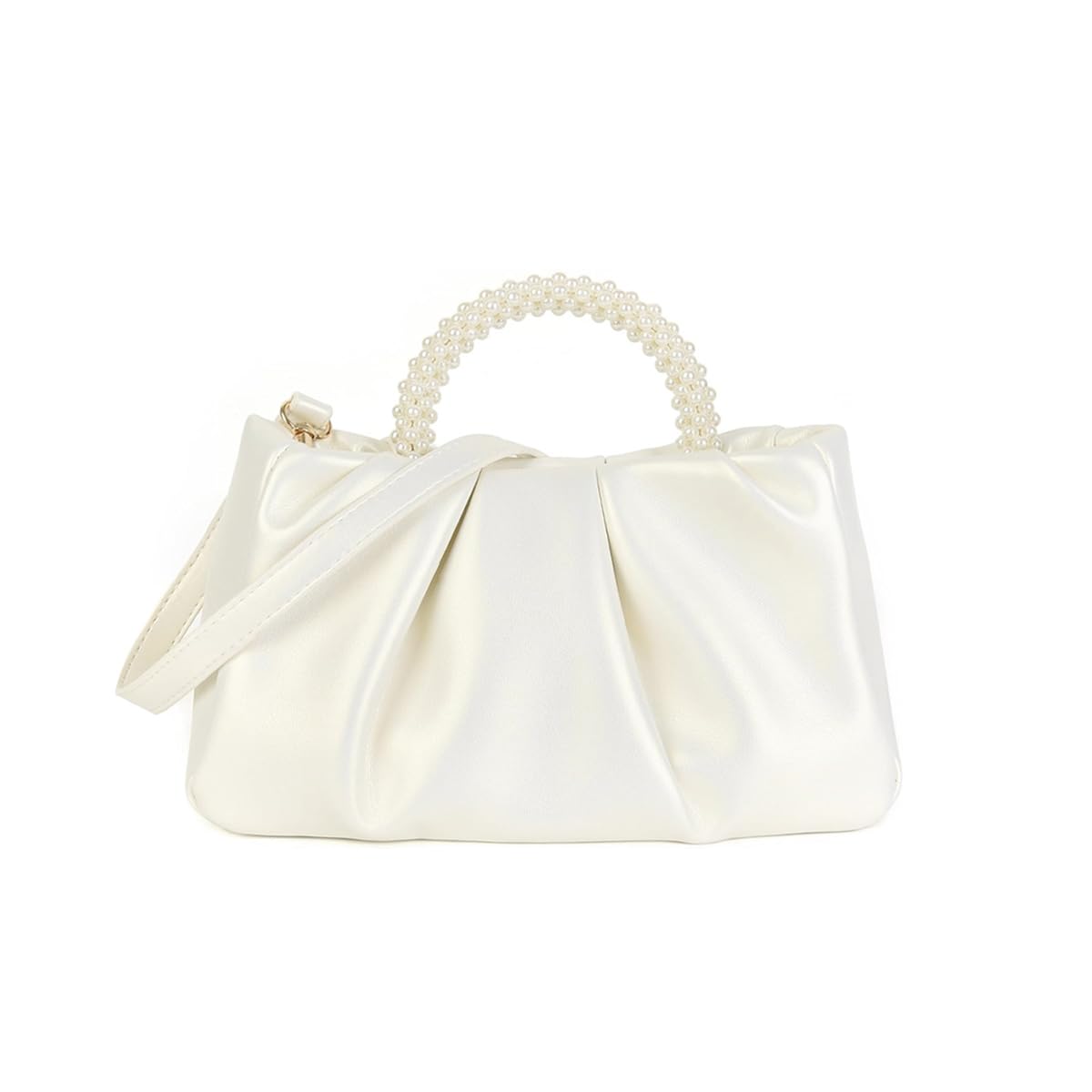 PALAY Evening Purse for Women featuring Faux Pearl Handle and Glossing Crinkle PU Design