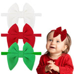 PALAY® 3Pcs Christmas Baby Headband 3-Color Bow Baby Girls Head Bands Toddlers Headbands Christmas Christmas Bow Girl Stretchy Headband Christmas Gift Headband for Baby Girls