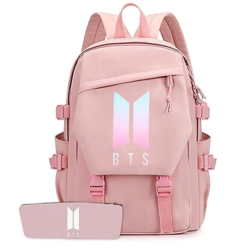 PALAY® BTS Bag for Girls, Kids Stylish Kpop Bangtan BTS School Backpack for Boys, Girls Student Bag for School, College Shoulder Backpack for Girls, Boys Laptop Bags BTS Gift Girls, Boys - Black