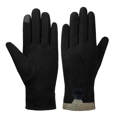 PALAY® Winter Gloves for Women Warm Fleece Gloves for Girls, Winter Warm Thermal Fleece Lined Cycling Gloves Winter Outdoor Warm Gloves (Black, L)