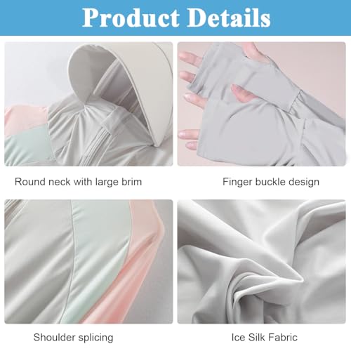 PALAY® Women Sun Protection Silk Jacket & UPF 50+ Hoodie Combo, Multicolor, Free Size, Full Zip, Quick Dry, UV Block, Outdoor Wear for Running, Hiking, Travel, Versatile Layer