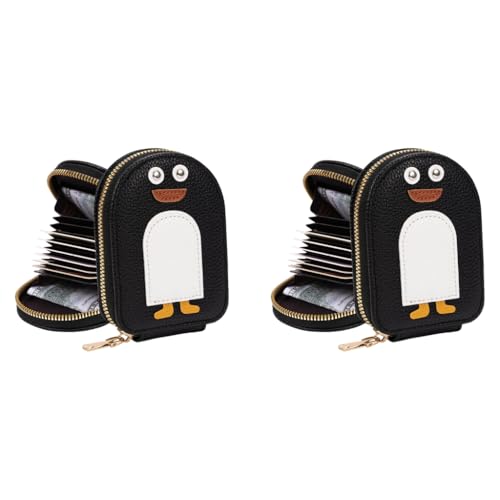 PALAY® Girls Card Bag Travel Card Holder with 10 Compartments Wallet Organizer Bag Zipper Pouch PU Cartoon Penguin Zipper Card Bag RFID Blocking Travel Card Holder 2 PCS