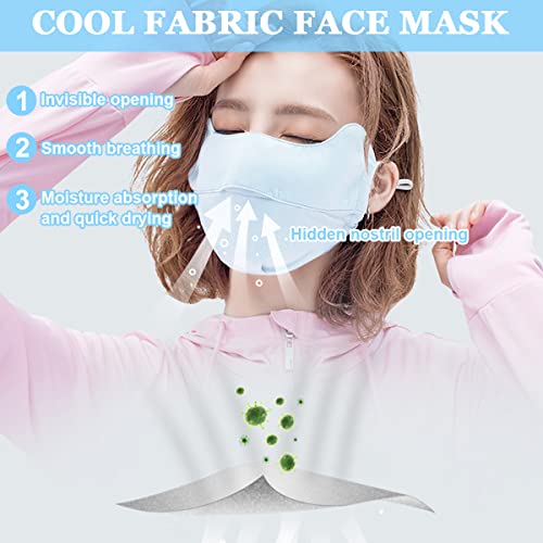 PALAY® Sun Protection Mask Face Cover for Women, Fashion Cooling UV Mask Face Mask with Adjustable Ties, for Outdoor Sport Cycling Golfing - Washable, Reusable (Blue)