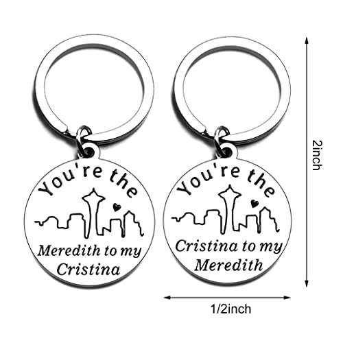 PALAY® A Pair Couple Keychains with Box, Best Friends Soul Sisters BFF Keychains, You're the Meredith to My Cristina' and 'Cristina to My Meredith' Keyrings Birthday Valentine Gift