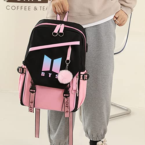 PALAY® BTS Backpack for Boys Kpop BTS Bangtan School Backback for Student with Cable Vent, Backpack Travel Bag Backpack Laptop Bag