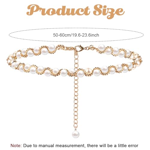 PALAY® Gold Waist Chain for Women Chic Pearl Belly Chain Elegant Kamarband Ladies Hip Chain for Women Saree Belt for Dress, Crop Tops, Bikinis - 42In