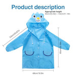 GUSTAVE® Raincoat for Kids Boys Girls with Hood, Polyester Rain Ponchos with Pockets, Bright Color Cute Raincoat for 3-7 Years Old Kids