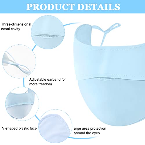 PALAY® Sun Protection Mask Face Cover for Women, Fashion Cooling UV Mask Face Mask with Adjustable Ties, for Outdoor Sport Cycling Golfing - Washable, Reusable (Blue)