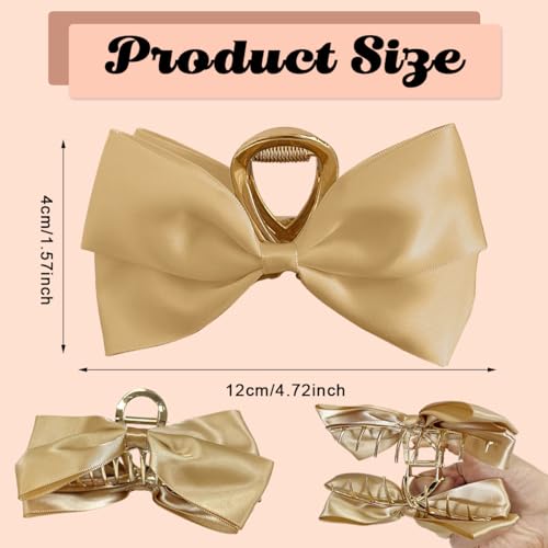 PALAY® Large Bow Hair Claw Clips for Women Metal Hair Bow Claw Clip for Medium Thick Hair, Non-slip Strong Hold Golden Big Hair Clamp - Casual & Formal Wear