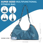 PALAY® Gym Bag Fashion Nylon with Shoe Compartment Lightweight Duffle Shoulder Travel Waterproof Day Pack Adjustable Strap Blue 2 PCS