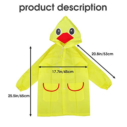 GUSTAVE® Raincoat for Kids Boys Girls with Hood, Polyester Rain Ponchos with Pockets and School Bag Coverage, Raincoat for 3-7 Years Old Kids