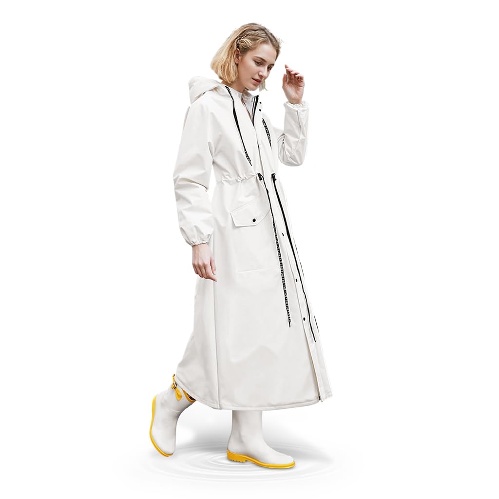 PALAY Women Raincoat for Outdoor Riding with 113cm Length and 3‑in‑1 Hood | EVA Waterproof Coat