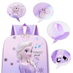 PALAY® Kindergarten Backpack for Girls Purple Princess Elsa Backpack for School Girls Small Waterproof Bookbag Backpack for Preschool Girls Children's Day Gift School Gift for Girls Age 2-5 Years