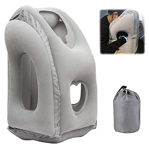 PALAY® Inflatable Travel Pillow, Inflatable Neck Air Pillow for Sleeping, Support Head, Chin, Neck and Lumbar, Avoid Neck & Shoulder Pain, Comfortable for Airplane, Car, Polyvinyl Chloride, Grey