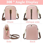 PALAY® Sling Bag Stylish PU Women Crossbody Phone Double Layer Daily with Detachable Shoulder Belt Casual Zipper Pouches Gift Pink 3PCS