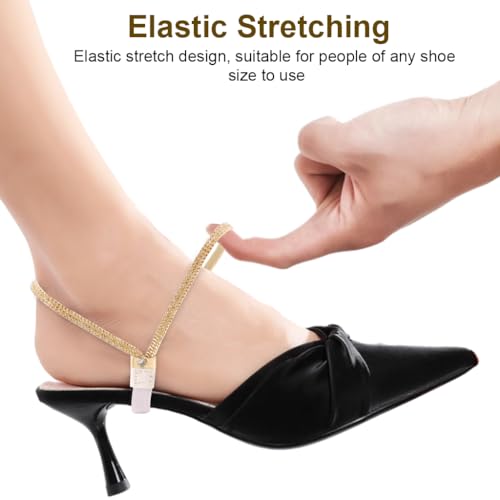 PALAY® Shoe Straps for Heels Detachable Anti Slip Shoe Straps Elastic Ankle Shoelace High Heels Slim Rhinestone High Heel Ankle Straps for Shoe Anti-Loose Stretchable High Heel Strap for Women - 2 Pcs