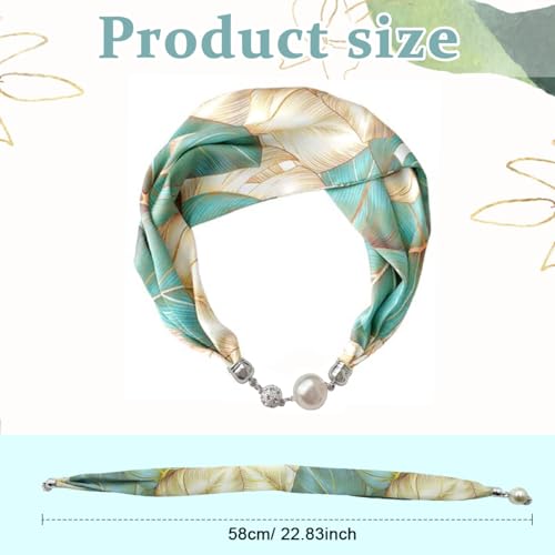 PALAY® Neck Scarf for Women Stylish Satin Silk-feel Head Scarf Fashion Print Neckerchief Necktie Scarf with Magnet Buckle