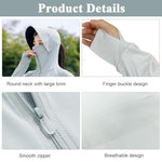 PALAY® Sun Protection Jacket for Women UPF 50 Plus Black Coating Wide Brim Hat Lightweight Full Zip Outdoor Running Hiking Hoodie with Face Mask Grey 3 PCS