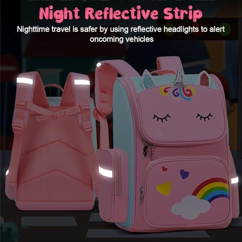 PALAY® Girls School Backpack Unicorn Cartoon Backpack Primary Bookbag Waterproof Backpack for School