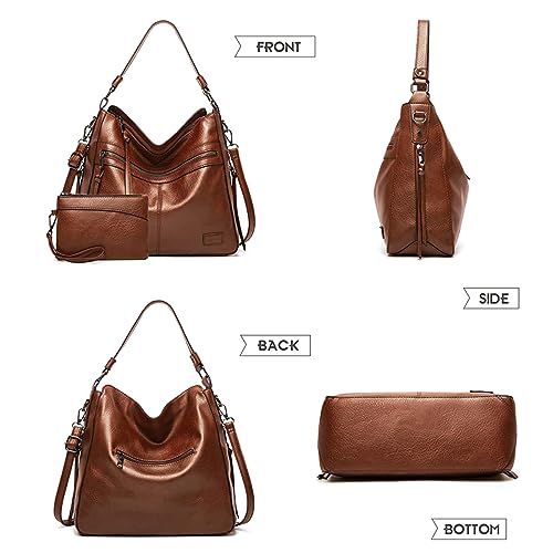 PALAY® Hobo Bags For Women Soft Vegan Leather Tote Bags For Travel Large Capacity Bags For Women Handbags, Shoulder Bag With Purse Gift, Brown