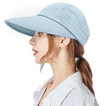 PALAY® Sun Hat for Women 2 in 1 Wide Brim Sun Hats Sport Caps for Women Outdoor UV Protection Summer Cap with Detachable Top for Beach Fishing Baseball, Blue