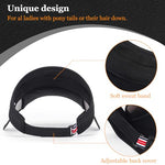 PALAY® Sun Golf Visor Hats for Women Adjustable Retractable Brim Cap Beach Black 3PCS