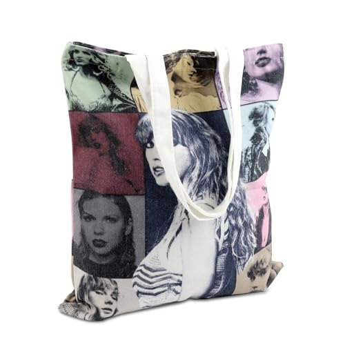 PALAY® Girls Tote Bag Taylor Swift Print Canvas Bag Cartoon Picture Print Shopping Bag Zipper Bag Book Bag Taylor Swift Fans Merchandises