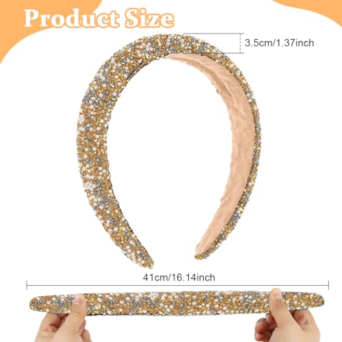 PALAY® Glitter Hair Band for Women Stylish Rhinestone Headband for Women Wide Bridal Hairband for Women Ladies Birthday Gift Party Wedding