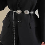 PALAY Waist Belt for Women featuring Silver Metal Concho Design | Vintage Boho Chain 3PCS