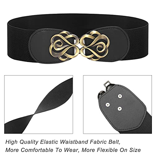 PALAY® Women Stretchy Belt for umpsuit Blouse Blazer Dress with Metal Interlocking Buckle