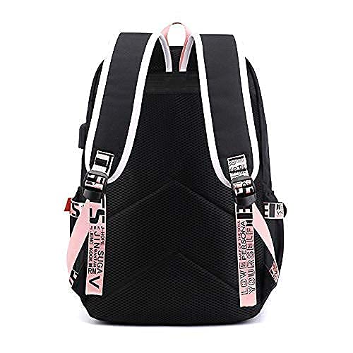 PALAY® BTS School Backpack Features USB And Audio Cable Interface Breakers Suitable For Students Laptop Backpacks and Casual Backpack That can hold 15.6 inches Laptop Backpack