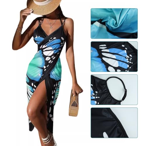 PALAY® Beach Wear for Women Butterfly Print Beach Dress for Women Butterfly Swimsuit Cover Up Lightweight Beach Outfits