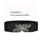 PALAY® Belts for Women Dresses Jumpsuit Dress Belts Vintage Elastic Wide Leaf Waist Belt Waistband (Black)