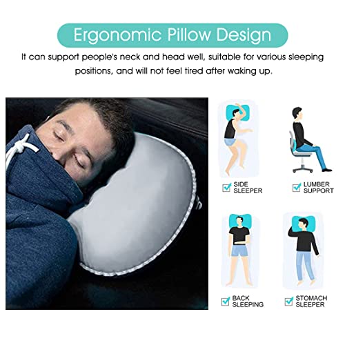 PALAY® Travel Air Pillow, Ultralight Inflatable Camping Travel Pillow, Ergonomic Inflating Pillows for Neck Lumbar Support While Camp, Silver