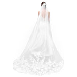 PALAY Bridal Veil for Wedding Bride with 3 m Lace Edge Tulle | White Polyester Accessory