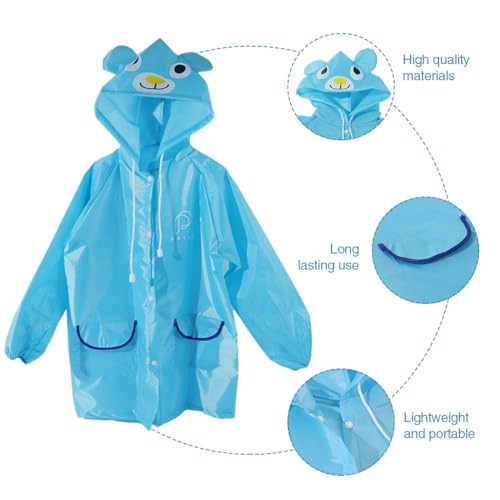 GUSTAVE® Raincoat for Kids Boys Girls with Hood, Polyester Rain Ponchos with Pockets, Bright Color Cute Raincoat for 3-7 Years Old Kids