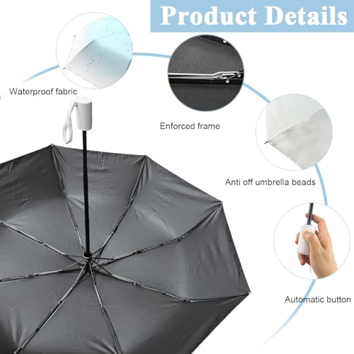PALAY® Automatic Folding UV Umbrella for Women Kids 8 Fiber Ribs Gradient Modern Style Travel Rain Sun Proof UPF 50 One Button Open Close Ultra Lightweight Azure Blue 2PCS