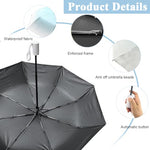 PALAY® Automatic Folding UV Umbrella for Women Kids 8 Fiber Ribs Gradient Modern Style Travel Rain Sun Proof UPF 50 One Button Open Close Ultra Lightweight Azure Blue 3PCS