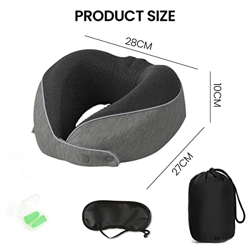 PALAY® Travel Neck Pillow, Memory Foam U-shape Neck Pillow for Travel, Adjustable Neck Pillow Ergonomic Neck Pillow for Sleeping, Support Head, Neck, Foldable Neck Pillow for Travel and Office Napping