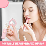 PALAY® Lipstick Holder Keychain, PU Lipstick Case Holder Key Chain with Heart Shape Mirror, Portable Chapstick Keychains Sleeve, Travel Lip Balm Organizer for Women Girls - Pink