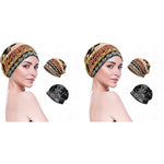 PALAY® Slouchy Chemo Beanie for Women Boho Print Bandana Skull Fashion Soft Stretch Scarf Casual Saggy Head Scarves All Seasons Use 2PCS
