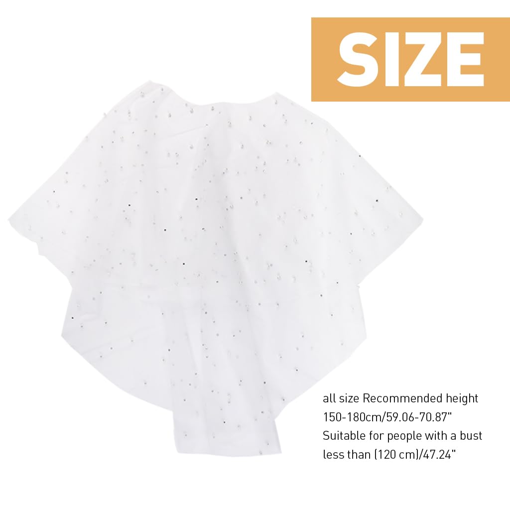 PALAY® White Tulle Shawls Detachable Pearl Capes Cover Up Fashion Bridal Dresses Capelets for Party Clothing Accessories