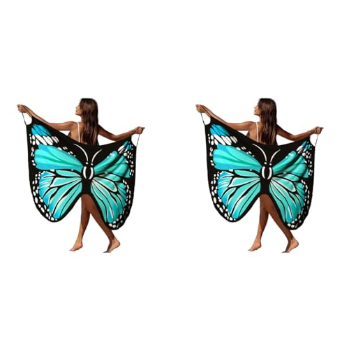 PALAY® Beach Wear for Women Butterfly Print Dress Swimsuit Cover Up Lightweight Outfits 2PCS
