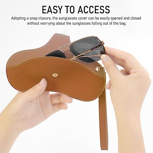 PALAY® Sunglasses Organizer Box Soft Leather Sunglasses Case Stylish Case With Wrist & Shoulder Strap, Waterproof, Dustproof, Classic Brown