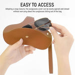 PALAY® Sunglasses Organizer Box Soft Leather Sunglasses Case Stylish Case With Wrist & Shoulder Strap, Waterproof, Dustproof, Classic Brown