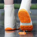 PALAY® Silicone Shoe Rain Cover for Men Women Waterproof Outdoor High Top Anti-slip Puncture Proof Sole Design with Button Closure US Size 7.5-9 2 PCS