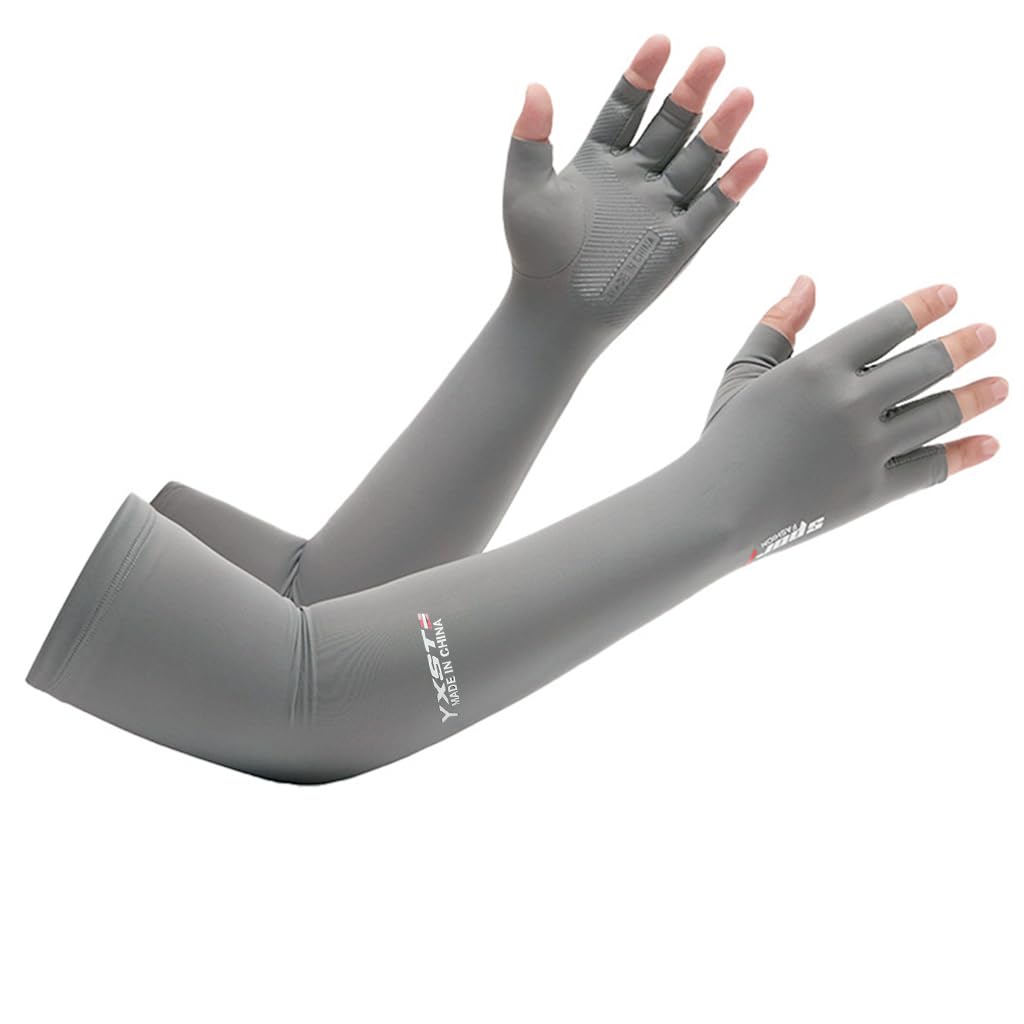 PALAY Arm Sleeves for Sun Protection with Fingerless Gloves and Anti Slip Grip | 1 Pair